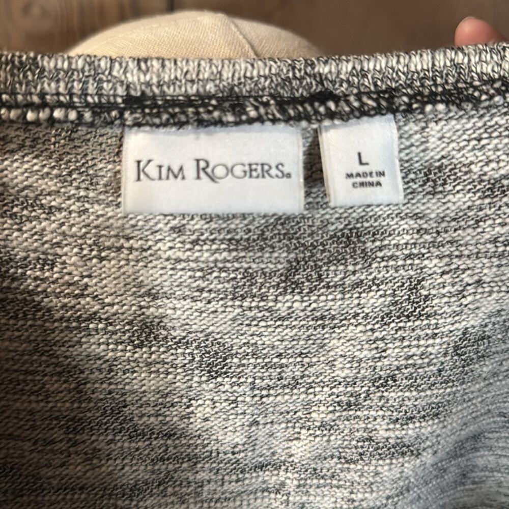Kim Rogers Gray Black White Tan Womens Large Pullover Sweater Asymmetrical Hem - Picture 4 of 4